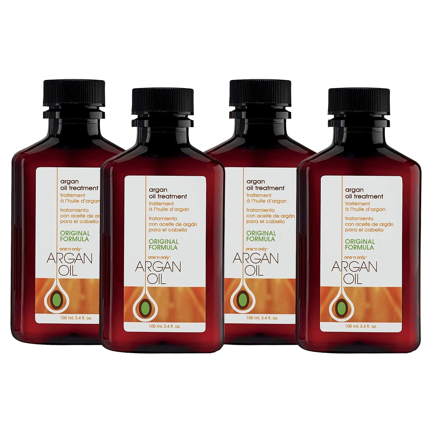 One 'n Only Argan Oil Hair Treatment - Lightweight & Hydrating Hair Oil for Natural, Wigs & Extensions - Shine Enhancing, Heat Protectant & Frizz Control (3.4 oz, 4pk)