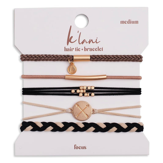 K'lani Hair Tie Bracelets for Women - Elastic Hair Bands That Double as Stylish Jewelry - Focus - Medium