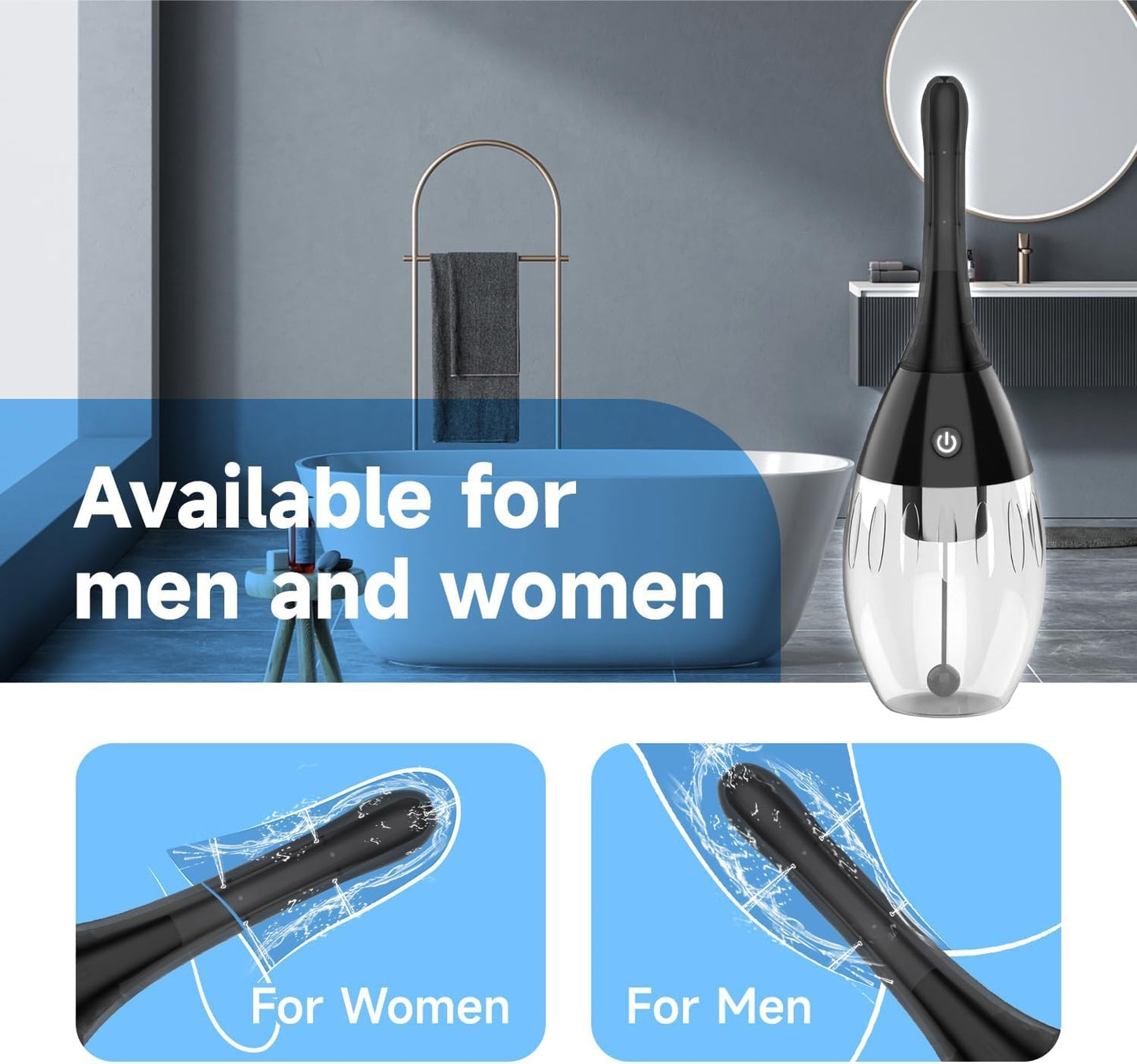 Automatic Enema Bulb Anal Douche - Anti-Backflow Electric Enema Anal Cleaner with 5 Speeds, Silicone Anal Cleaner for Men Women Colon Cleansing, Ideal Travel Douche for Men,8.8 oz