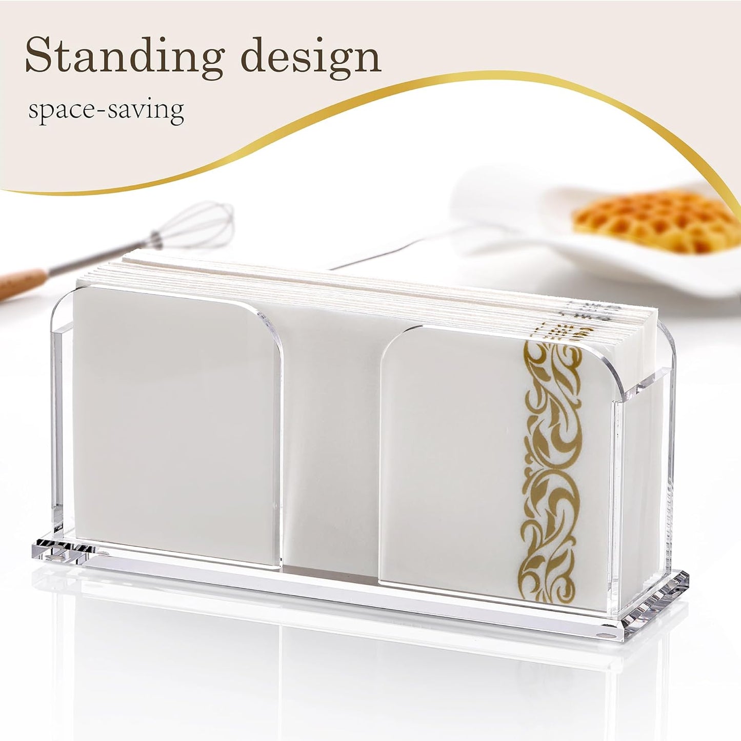 Acrylic Guest Towel Napkin Holder for Bathroom, 8.5"x4.5" Clear Vertical Disposable Paper Hand Towel Tray with Non-Slip Pads, Napkin Dispenser for Table, Kitchen, Home Decor