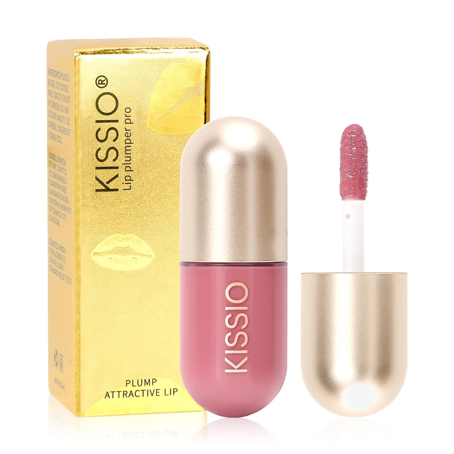 KISSIO Lip Plumper,Color Lip Plumper Gloss,Lip Enhancer,Plant Extracts Plumping Lip Serum,Moisturizing Lip Gloss for Fuller Lips and Hydrated Beauty Lips 5.5ml (02 Fig tea)