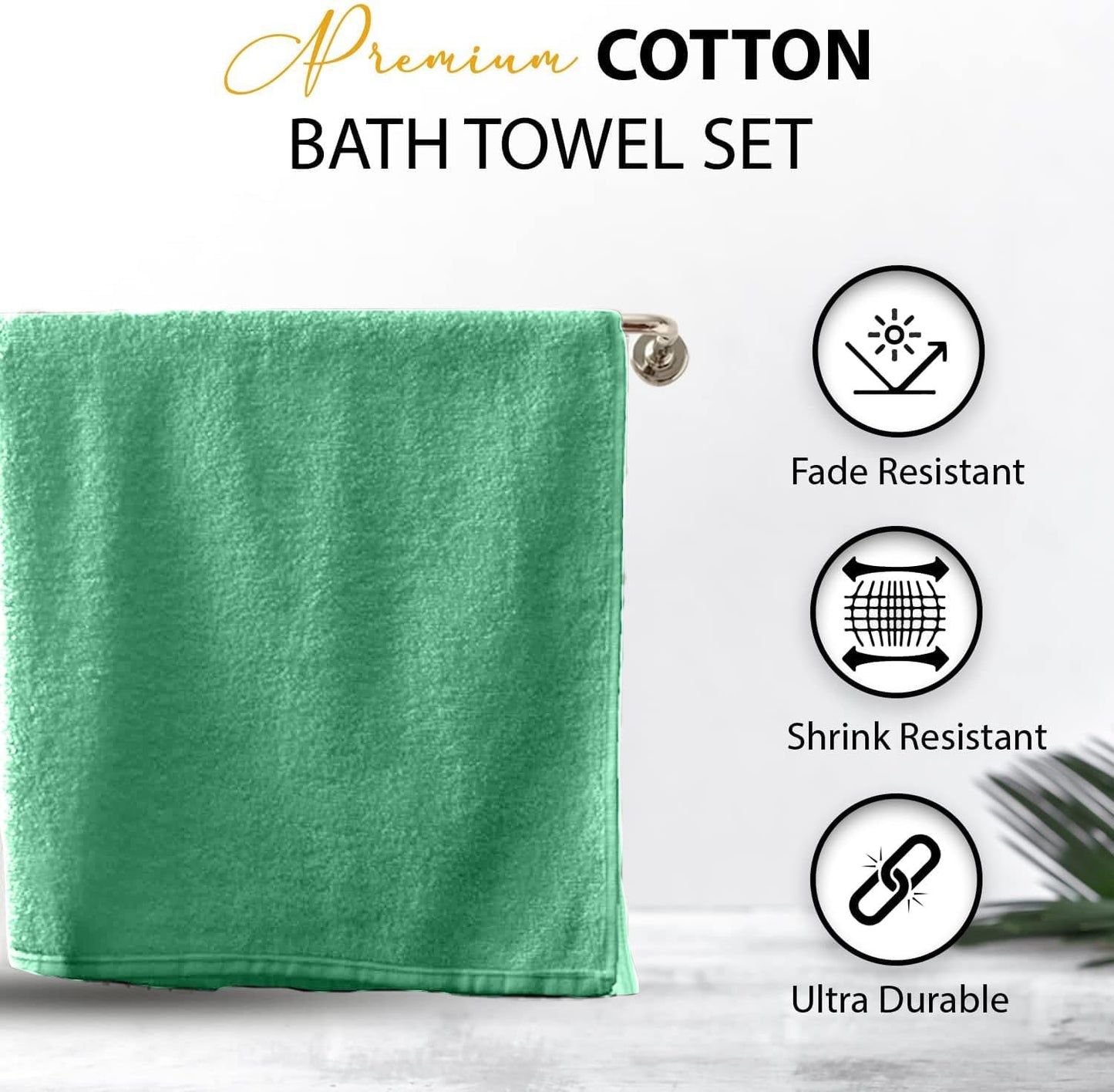 100% Cotton Bath Towels, 24x48 Pack of 6 Towels, Quick Dry, Highly Absorbent, Soft Feel Towel, Gym, Spa, Bathroom, Shower, Pool, Luxury Soft Towels (Light Green, 24x48-6 Pack)