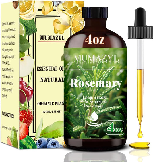 Rosemary Essential Oil, Rosemary Oil 4 Fl Oz 120ML for Diffuser Humidifier Yoga Cleaning DIY Candle Soap Making Essential Oils