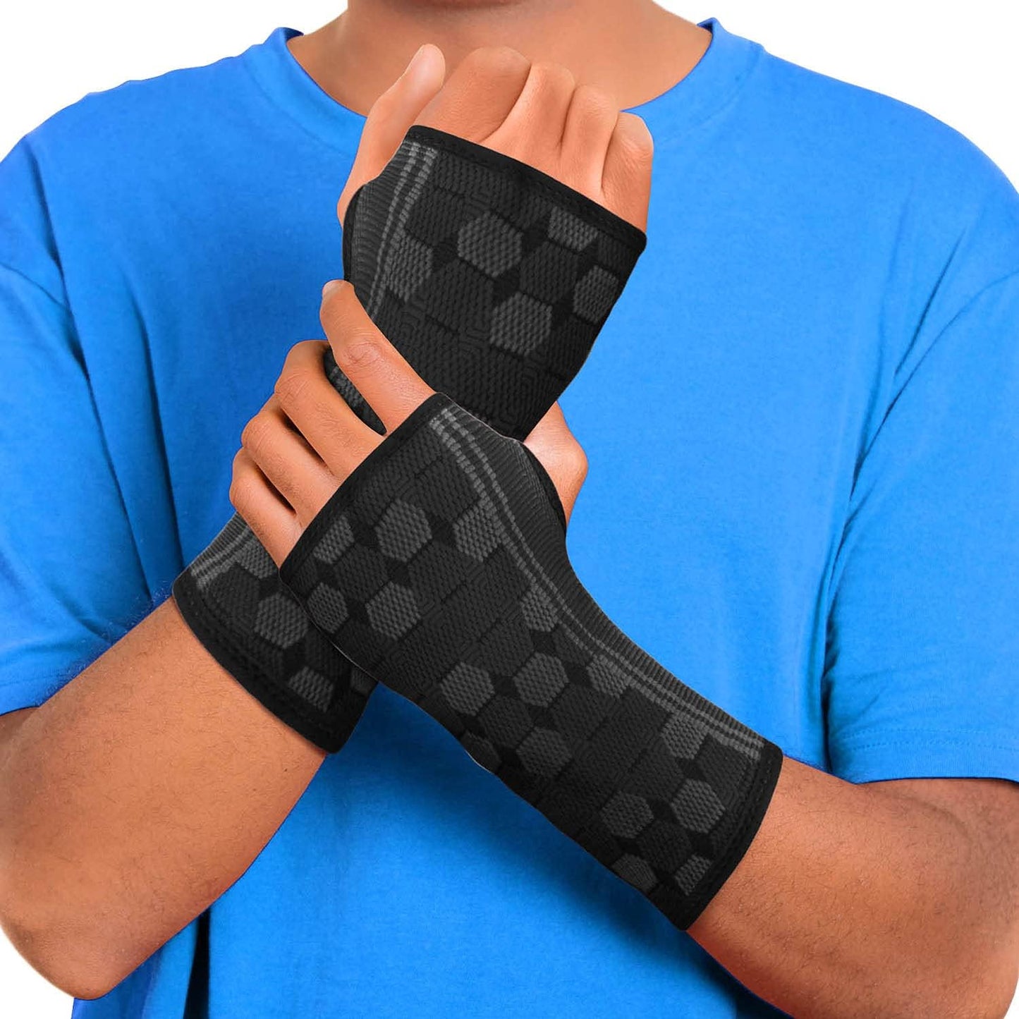 Sparthos Wrist Support Sleeves (Pair) – Medical Compression for Carpal Tunnel and Wrist Pain Relief – Wrist Brace for Men and Women – Made from Innovative Breathable Elastic Blend