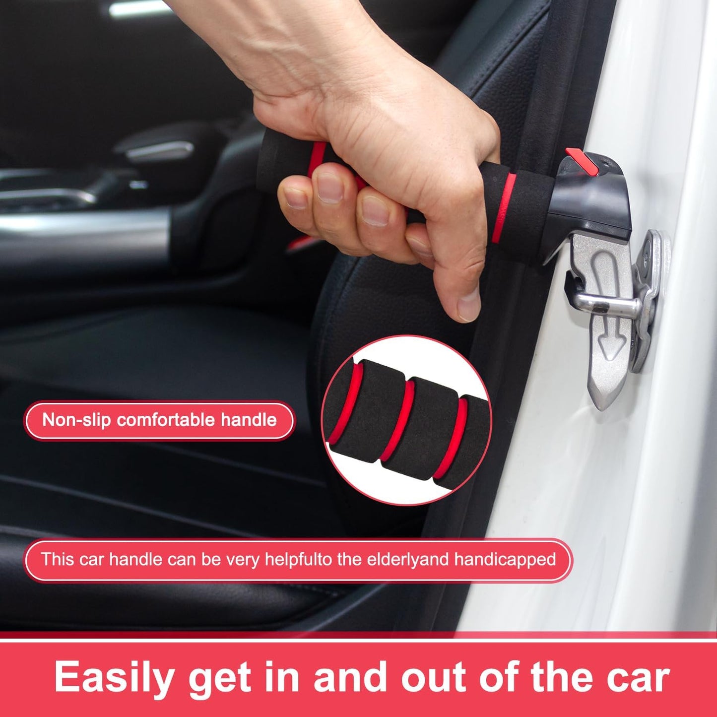 EVEME 2 Pack Car Door Handle for Elderly Car Handle Assist Support Multifunction Door Latch for Seniors and Handicapped