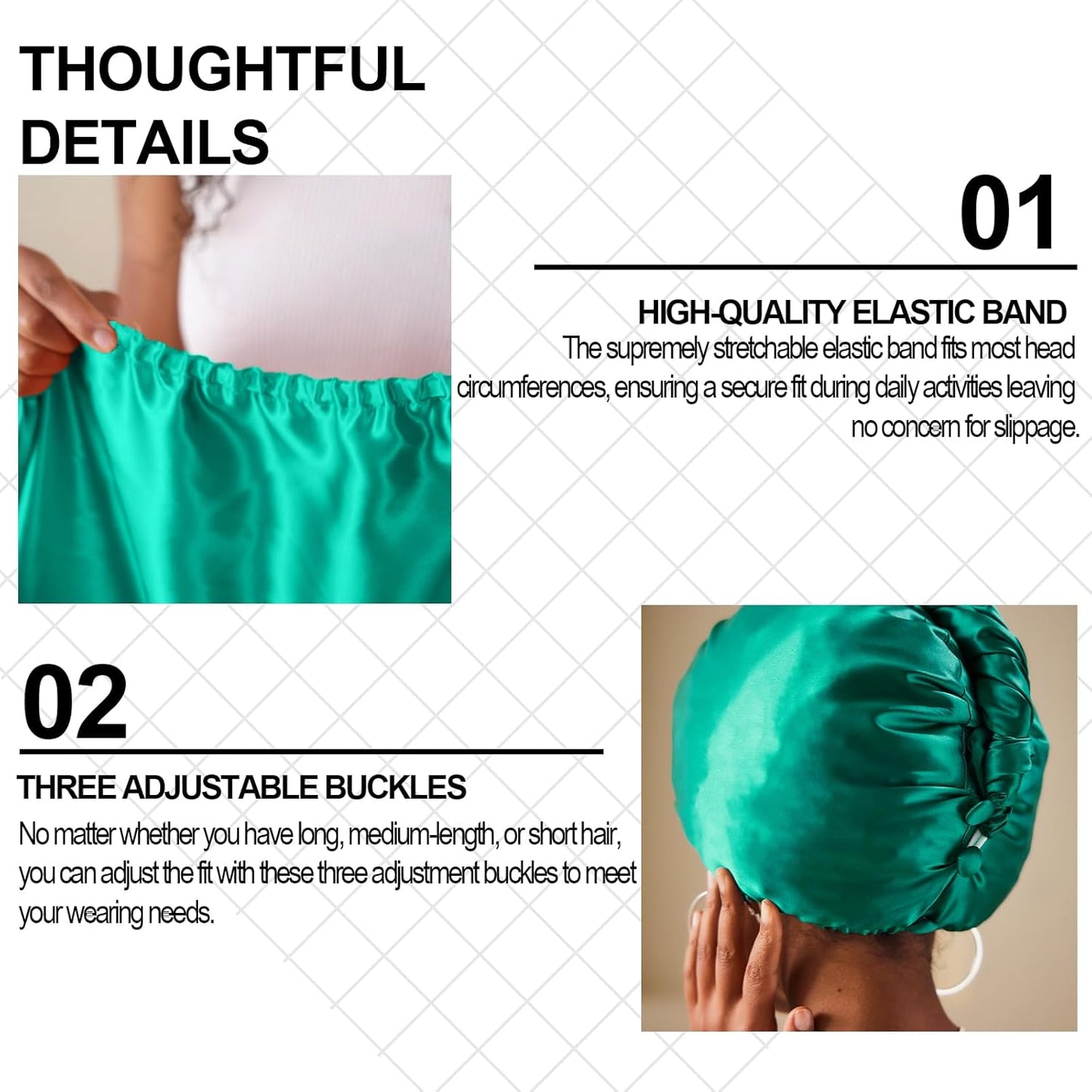 PROMEED Long Silk Hair Turban with Hyaluronic Acid Infusion, 100% 23 Momme Mulberry Silk Bonnet Hair Wrap for Sleeping
