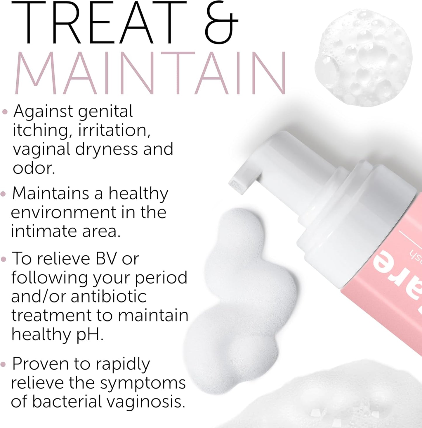 Feminine Wash | BV Treatment For Women | ph Balance Feminine Wash for Bacterial Vaginosis Treatment | Probiotic & Prebiotic Cleanser | Vaginal Dryness Hydration & Odor Control