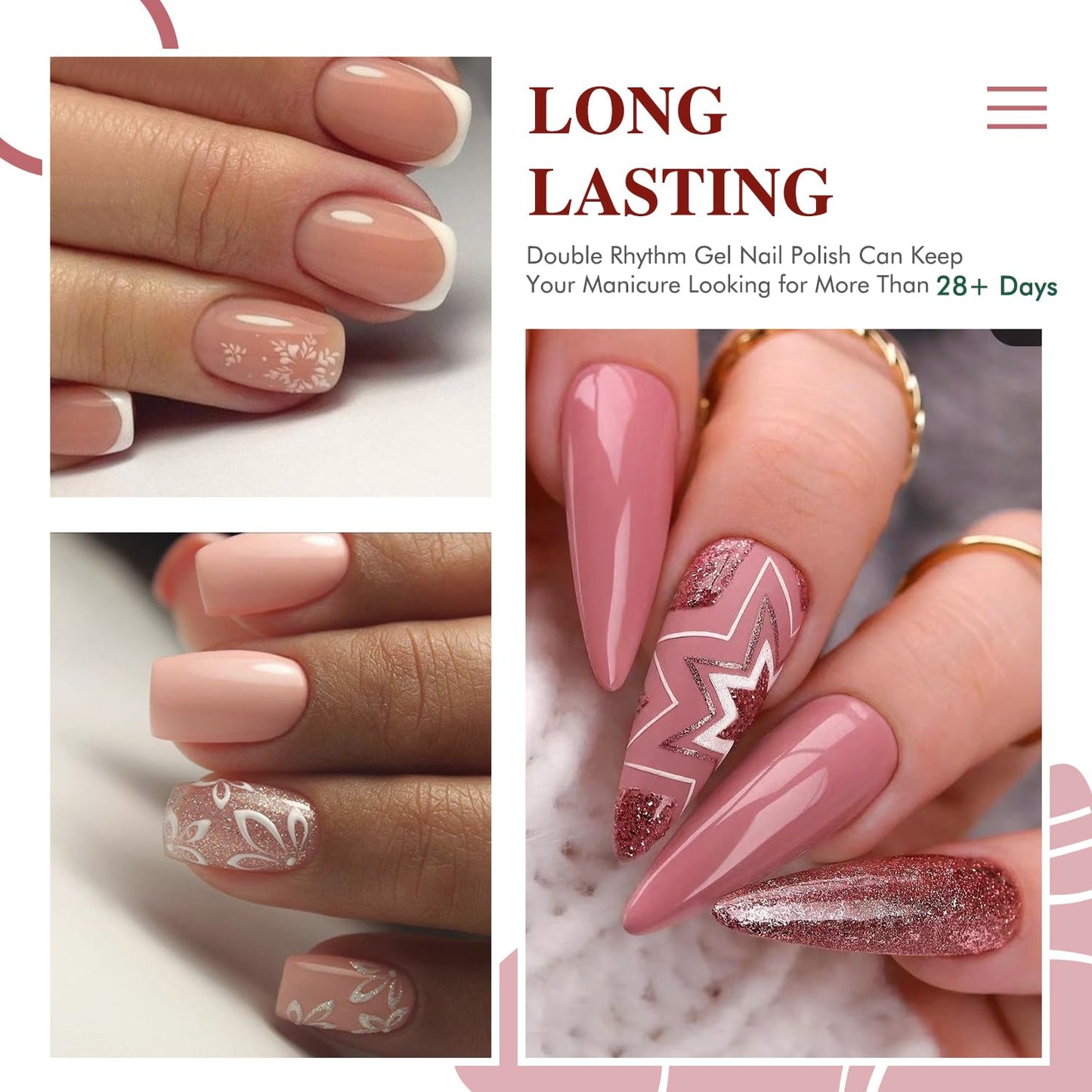 Double Rhythm Gel Polish Set of 6 Colors Baby Light Pastel Milky Gel Polish Starter Kit Art DIY Salon Home (Natural Neutral Nude Pink,Kit 28)