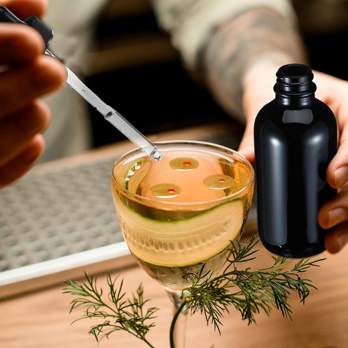 Dandat 50 Pack 4 oz Glass Dropper Bottles Leakproof 120 ml Glass Tincture Bottles with Eye Droppers, 4 Funnels, 54 Labels for Essential Oil Perfumes Hair Oil(Black)