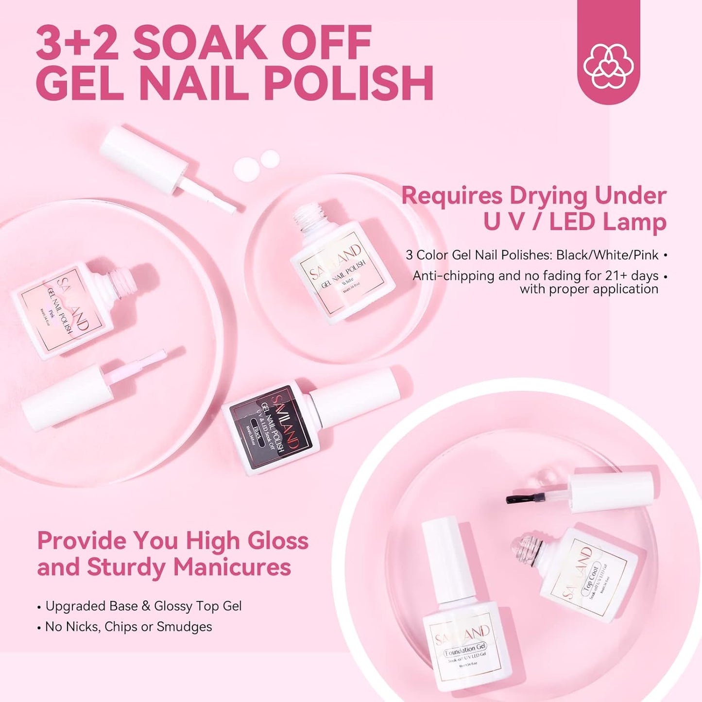 SAVILAND Acrylic Nail Kit with Everything: Nails Kit Acrylic Set For Beginners Gel Polish Kit U V Lamp Nail Decoration Professional Acrylic Nails Kit Starter Full Acrylic Nail Supplies DIY Home Salon