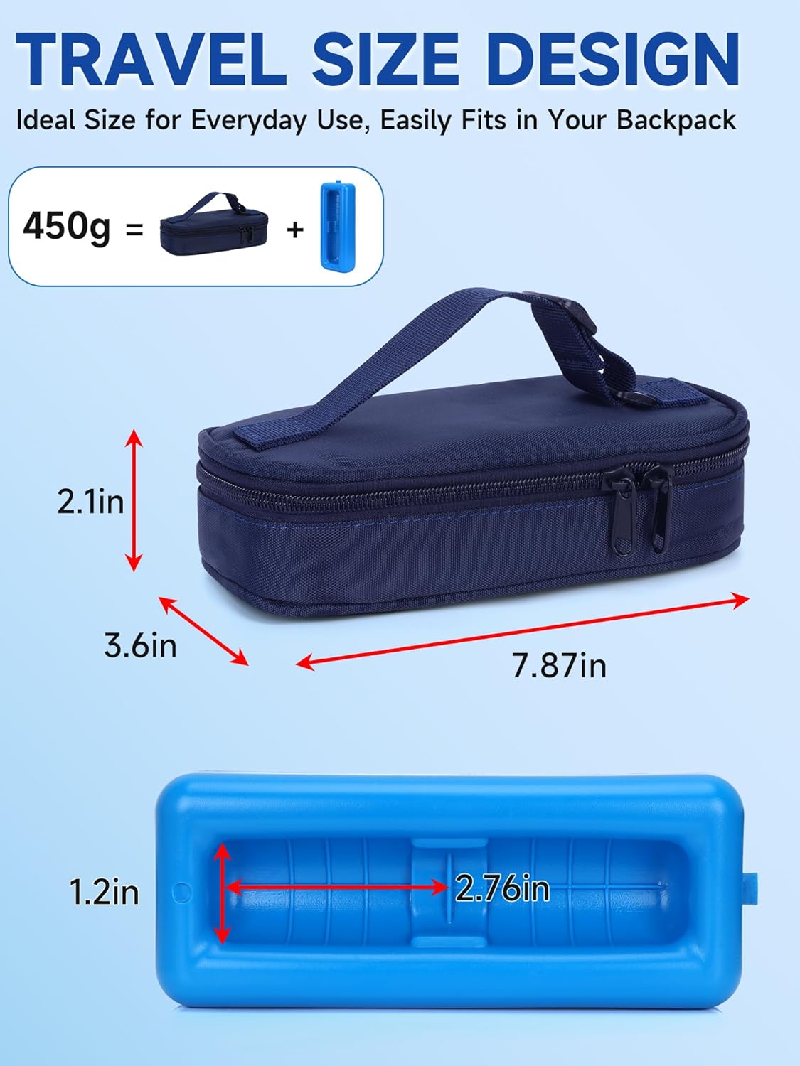 Leng Ke Insulin Cooler Travel Case – Diabetic Travel Case TSA Approved, Medicine Cooler for Travel TSA Approved, Portable Mini Cooler Case with Protective Ice Brick (Blue)