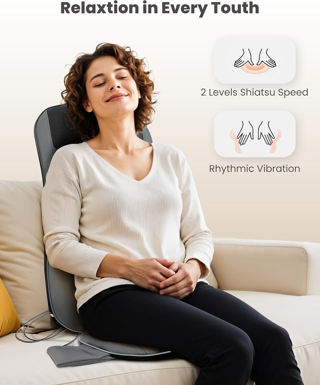COMFIER Back Massager with Heat,Full Back Massager for Chair with 2 Shiatsu Speeds,Heated Chair Massage Pad with Spot,Massage Seat Pad for Home Office use,Gifts for Women Men Mom Dad