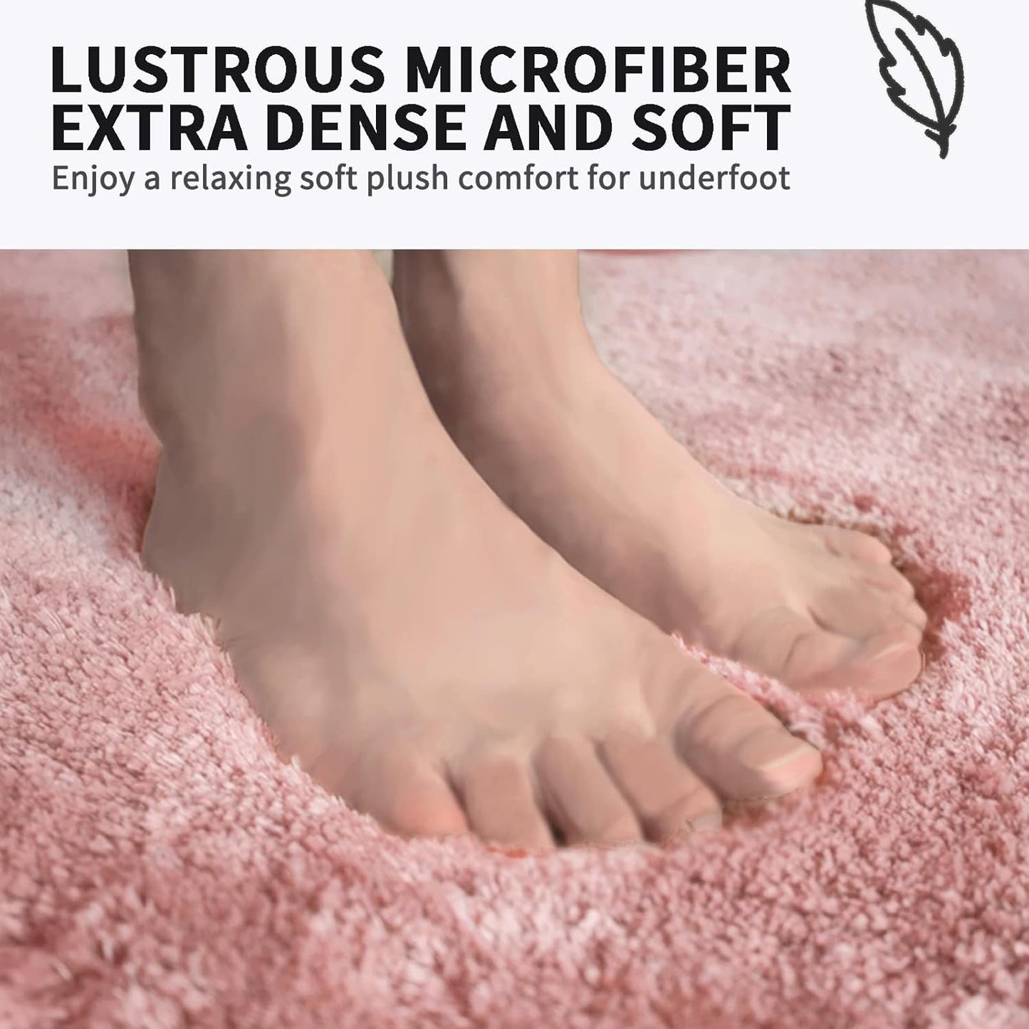 FIFU Bathroom Runner Rug 24" W x 60" L, Bath Mats for Bathroom, Bedroom & Kitchen, Non-Slip Rubber Latex Backing, Comfort & Soft Shower Bathmat & Carpet for Sink, Home & Hallways, Pink