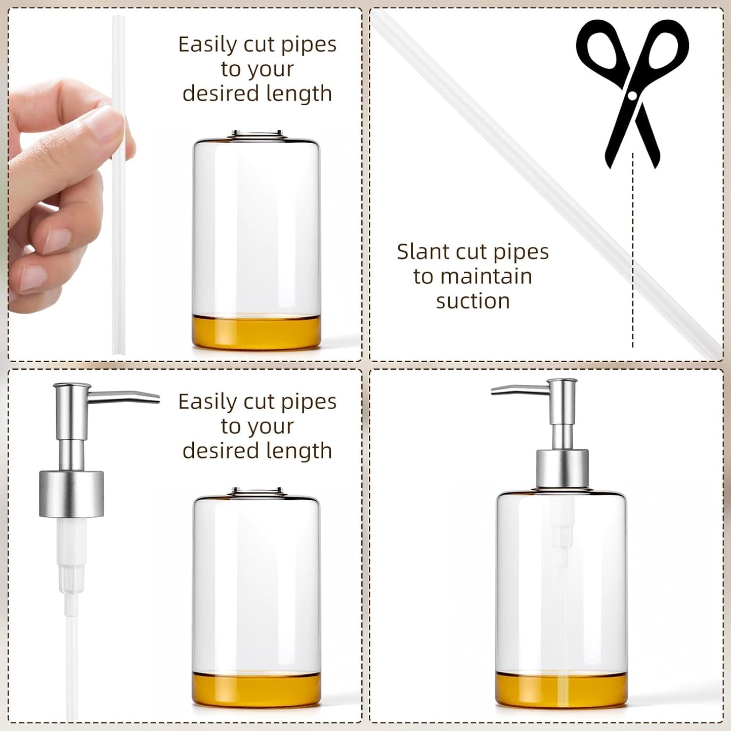 2 Pack Silver Soap Dispenser Pump Replacement Heads, Compatible with Regular Mouth Plastic Bottles for Liquid Soap, Lotion, Shampoo, and More