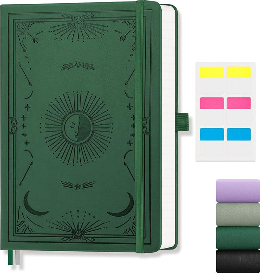 Lined Journal for Women Men, 192 Pages A5 Notebook Journal, Hardcover Notebook with 100Gsm Thick Pages, Leather Note Book for Writing, Travel, Business, Office, Prayer 5.7 x 8.3, Dark Green