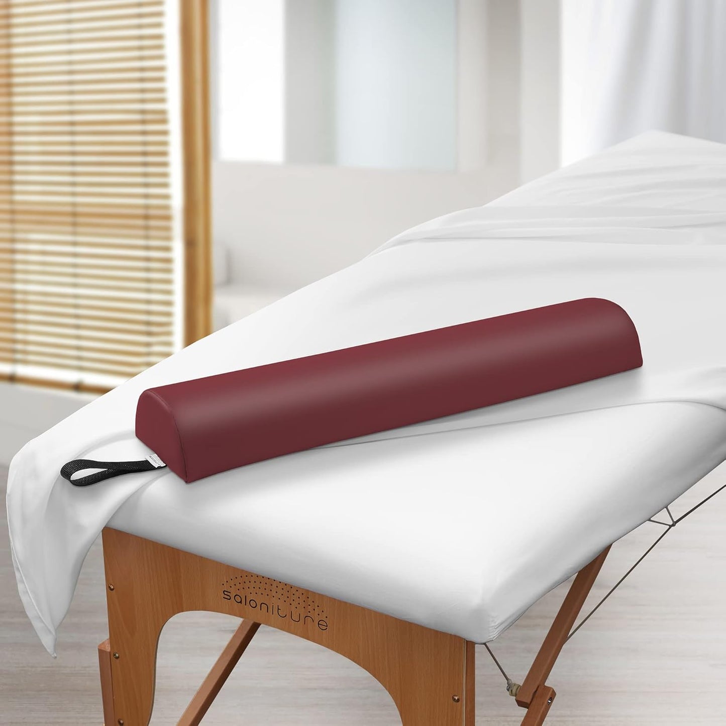 Saloniture Half Round Massage Table Bolster Pillow Pad - 26 x 6 x 3 Inch - Burgundy
