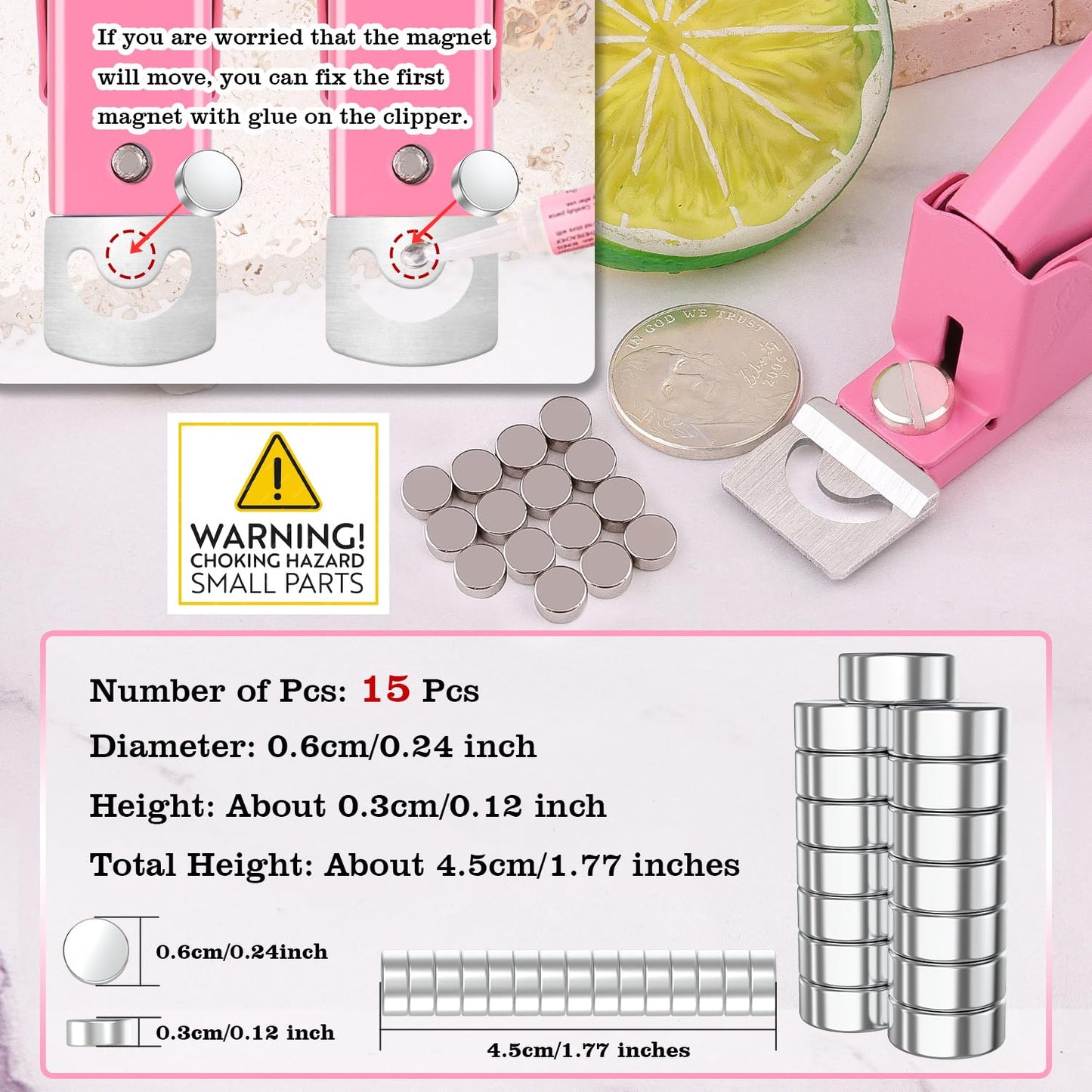 Light Pink Metal Premium Nail Clippers with Magnets Sizers for Acrylic Nails, False Nail Cutters for Nail Tips Fake Nail Trimmer Manicure Pedicure Sharp Clip Nail Tool Supplies For Salon Beauty