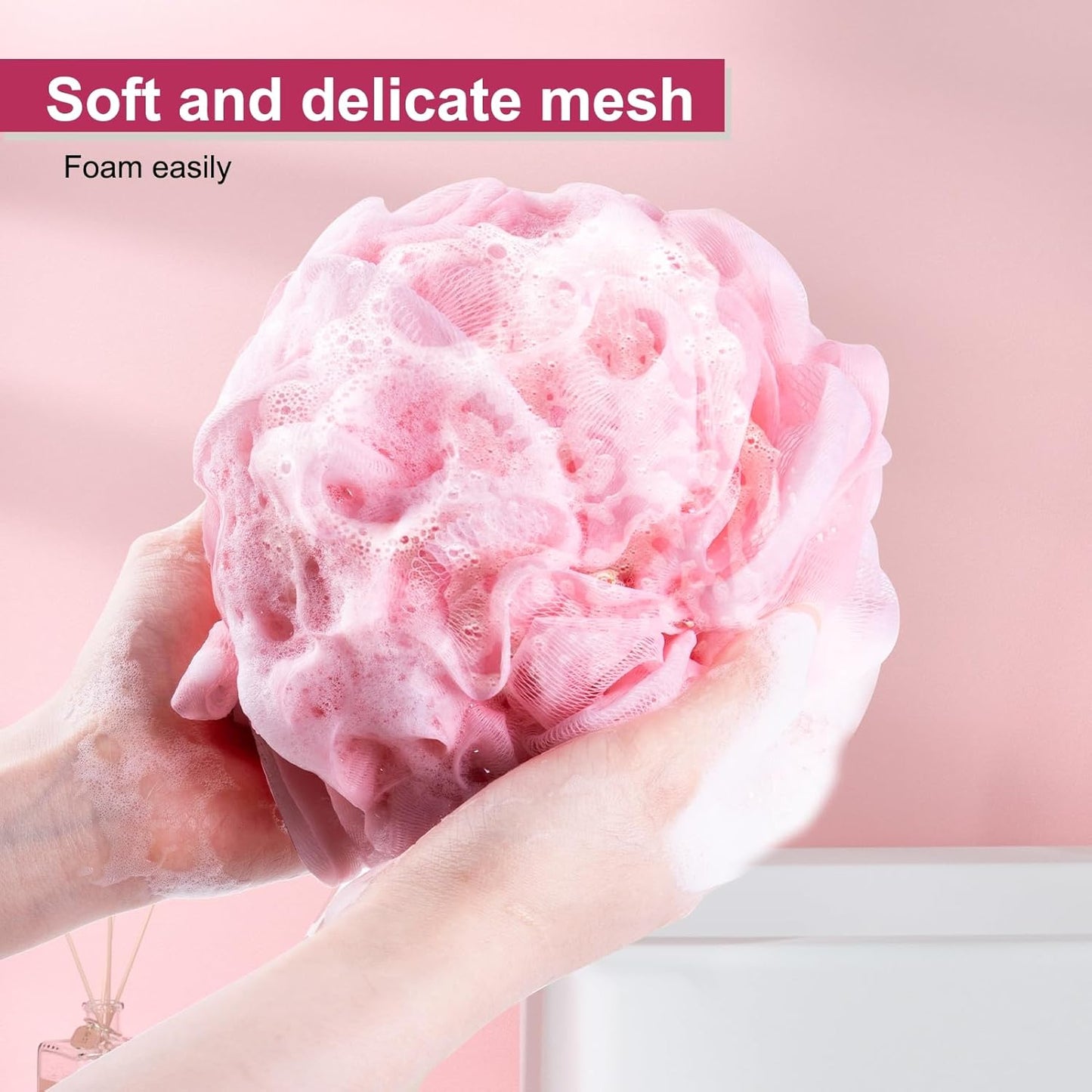 Loofah for Women 75g 4 Pack, Bath Sponge Soft Mesh Shower Puff Loofah Sponge, Exfoliating Body Scrubber, lufas for Women, Shower Accessories (Purple Red Pink Blue)