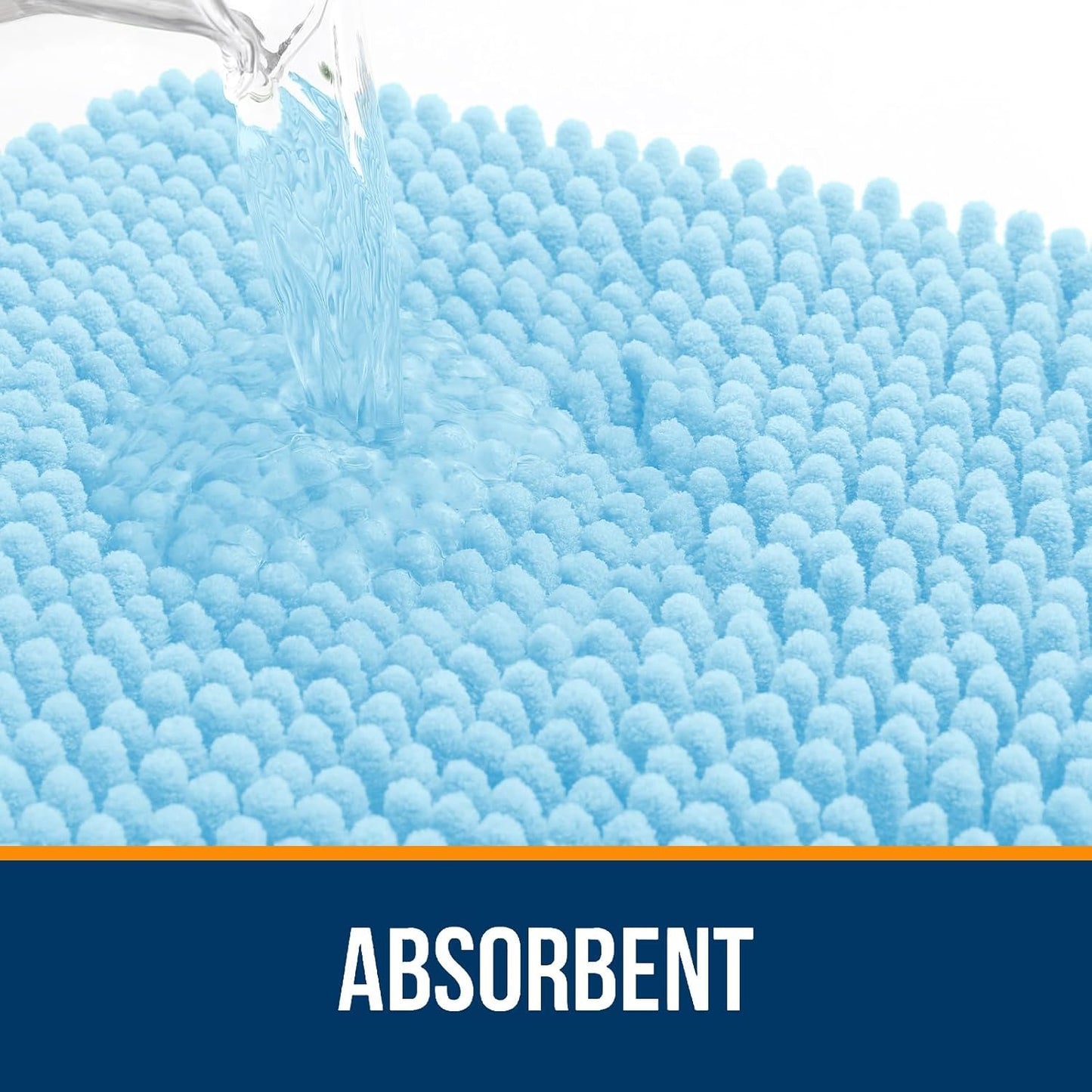 OLANLY Bathroom Rugs 30x20, Extra Soft Absorbent Chenille Bath Rugs, Rubber Backing Quick Dry, Machine Washable Bath Mats for Bathroom Floor, Tub and Shower, Home Decor Accessories, Sky Blue