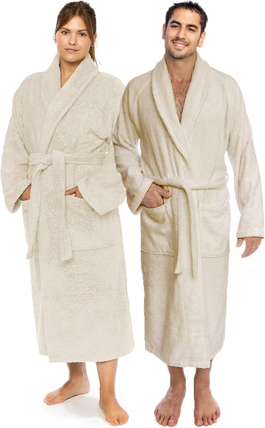 Classic Turkish Towels CTT Premium 100% Turkish Cotton Terry Cloth Bath Robe for Women & Men, Soft & Plush Long Unisex Robe