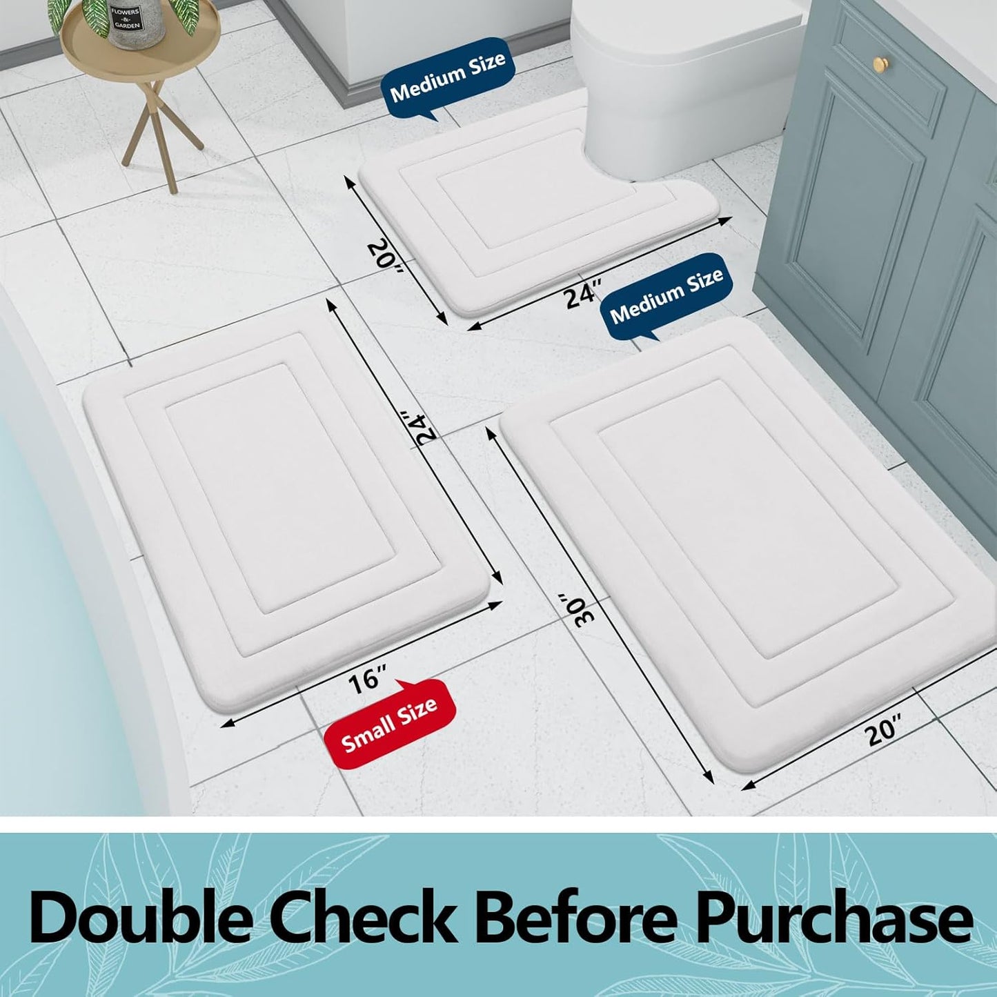 Arotive Memory Foam Bathroom Rug Mat 44x24, Ultra Soft and Absorbent Bath Mat, Machine Wash Dry, Comfortable Bath Rug Carpet for Bathroom Floor, Tub and Shower, Ivory