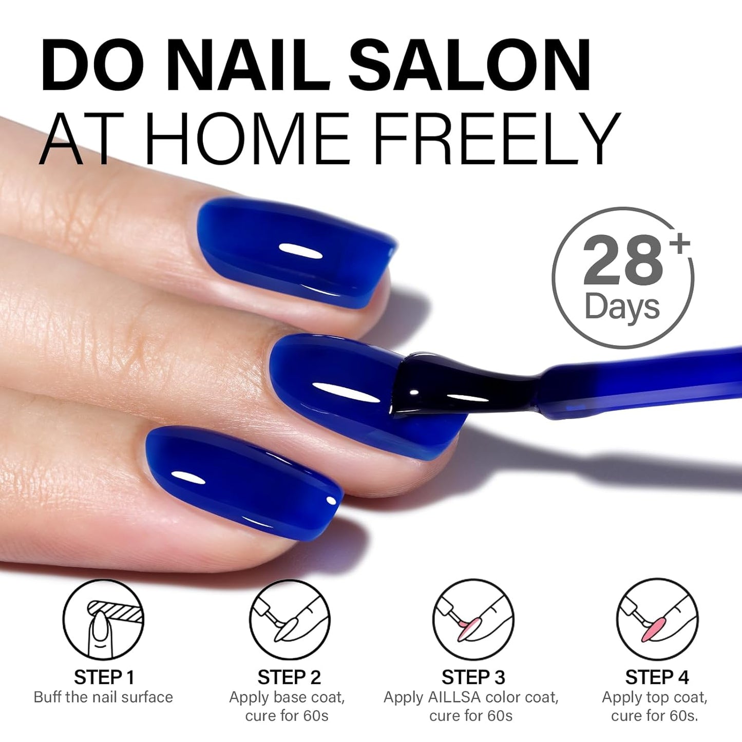 AILLSA Royal Blue Gel Nail Polish Deep Blue Gel Polish Winter Sheer Translucent Color Nail Polish High Gloss Soak Off U V French Nail Manicure Salon DIY Christmas Gifts 0.5 Fl Oz/GB125
