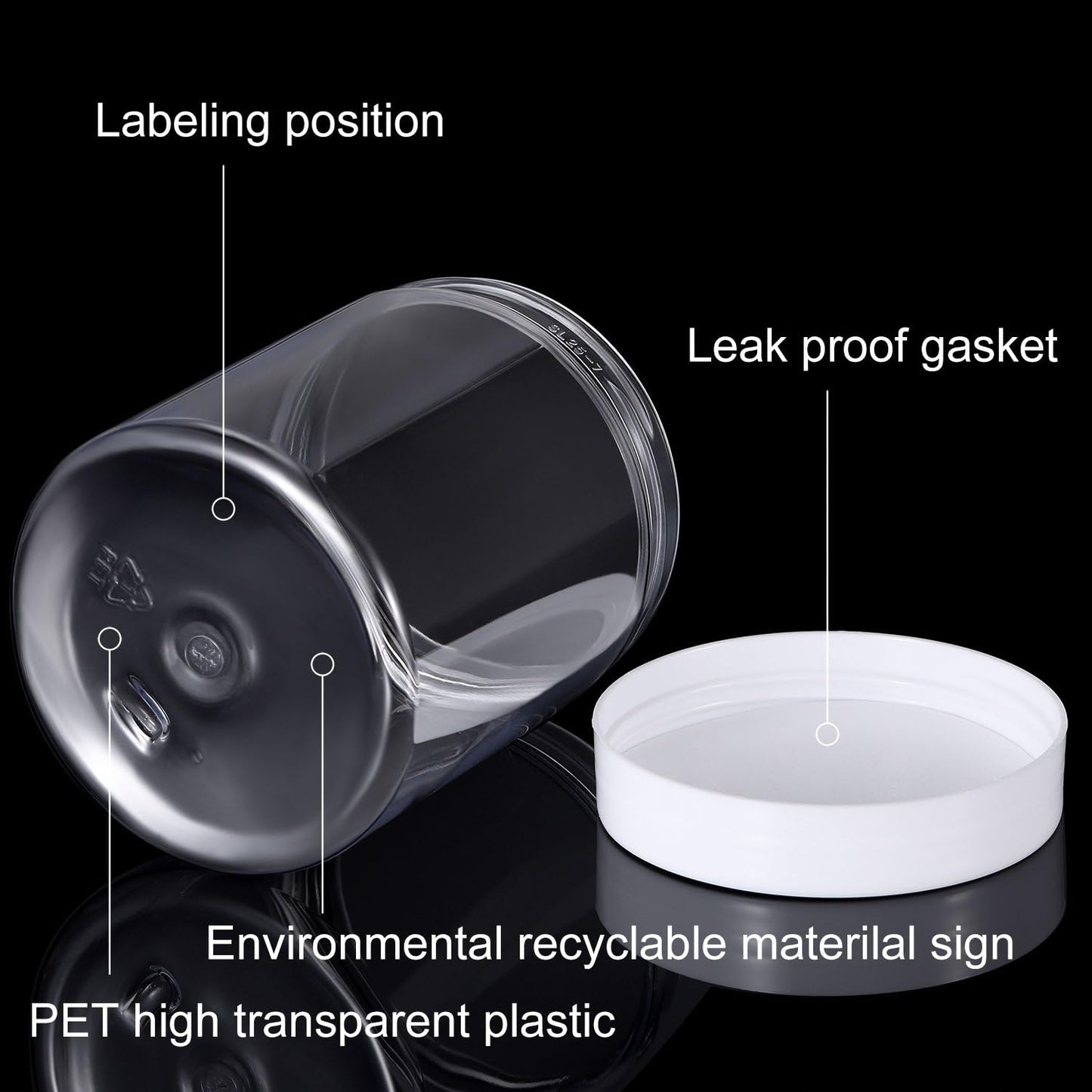 SATINIOR 12 Pack 10 oz Plastic Container Jars with Lids Round Clear Travel Cosmetic Container Jars for Toiletries, Lotion, Cream, Ointments, Makeup, Rhinestone, Samples, Kitchen Storage(White)