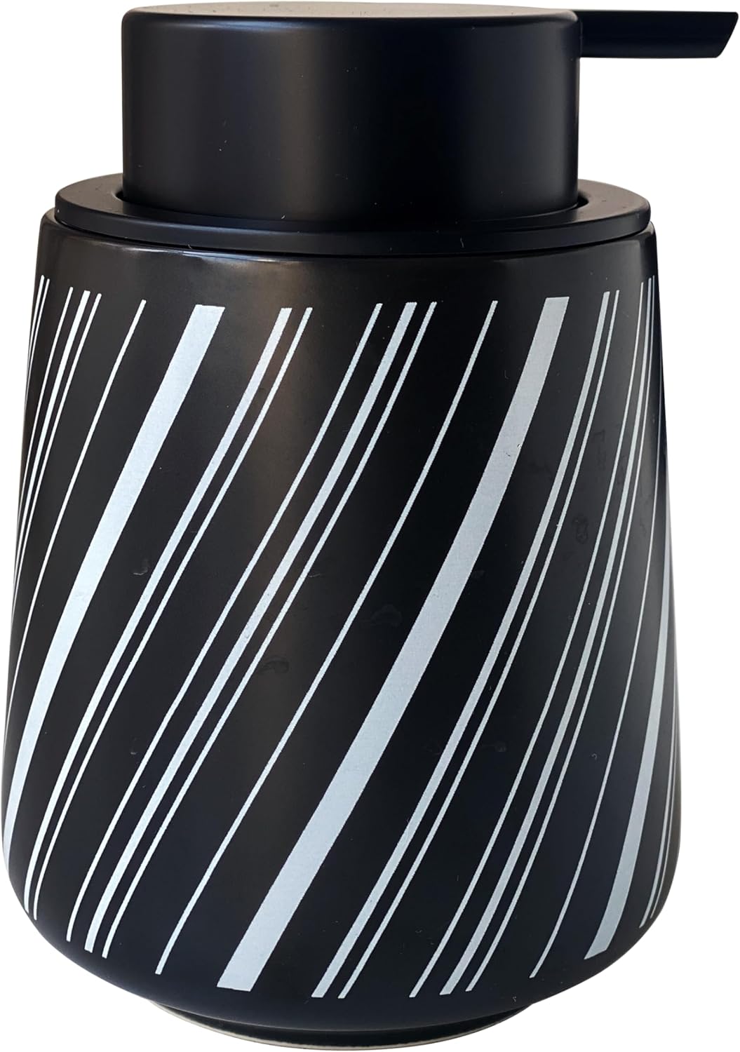 Chic Soap Dispenser Bathroom Ceramic Hand Foam Soap Dispenser for Bathroom Deco 12ounce Refillable Liquid Dispenser for Kitchen (Black)