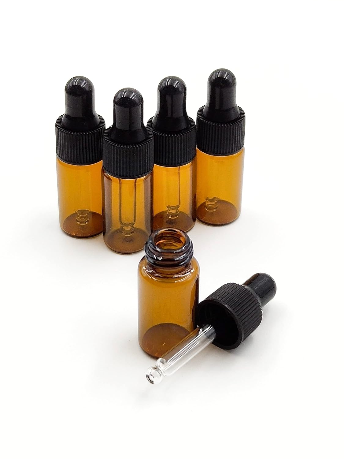 15Packs 4ml Tiny Amber Glass Mini Dropper Bottles for Essential Oils, Cosmetics, and Liquid Small Empty Travel Sample Vials with Dropper and Black Caps