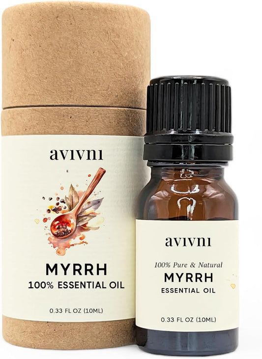 Avivni Myrrh Essential Oil - 100% Pure & Natural, Organic, Undiluted for Aromatherapy, Skin, Hair, Diffuser (0.33oz - 10ml)