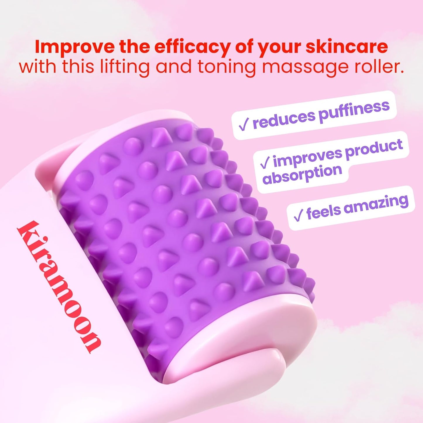 Kiramoon Reset Roller to Boost Skincare Absorption, Reduce Puffiness, Relax Jaw Muscles, and Promote Collagen. Anti-Aging and Relaxing Silicone, Gifts for Her