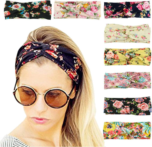 DRESHOW 8 Pack Headbands for Women Yoga Knotted Headbands Elastic Criss Cross Hair Accessories Sports Head Wrap Non Slip