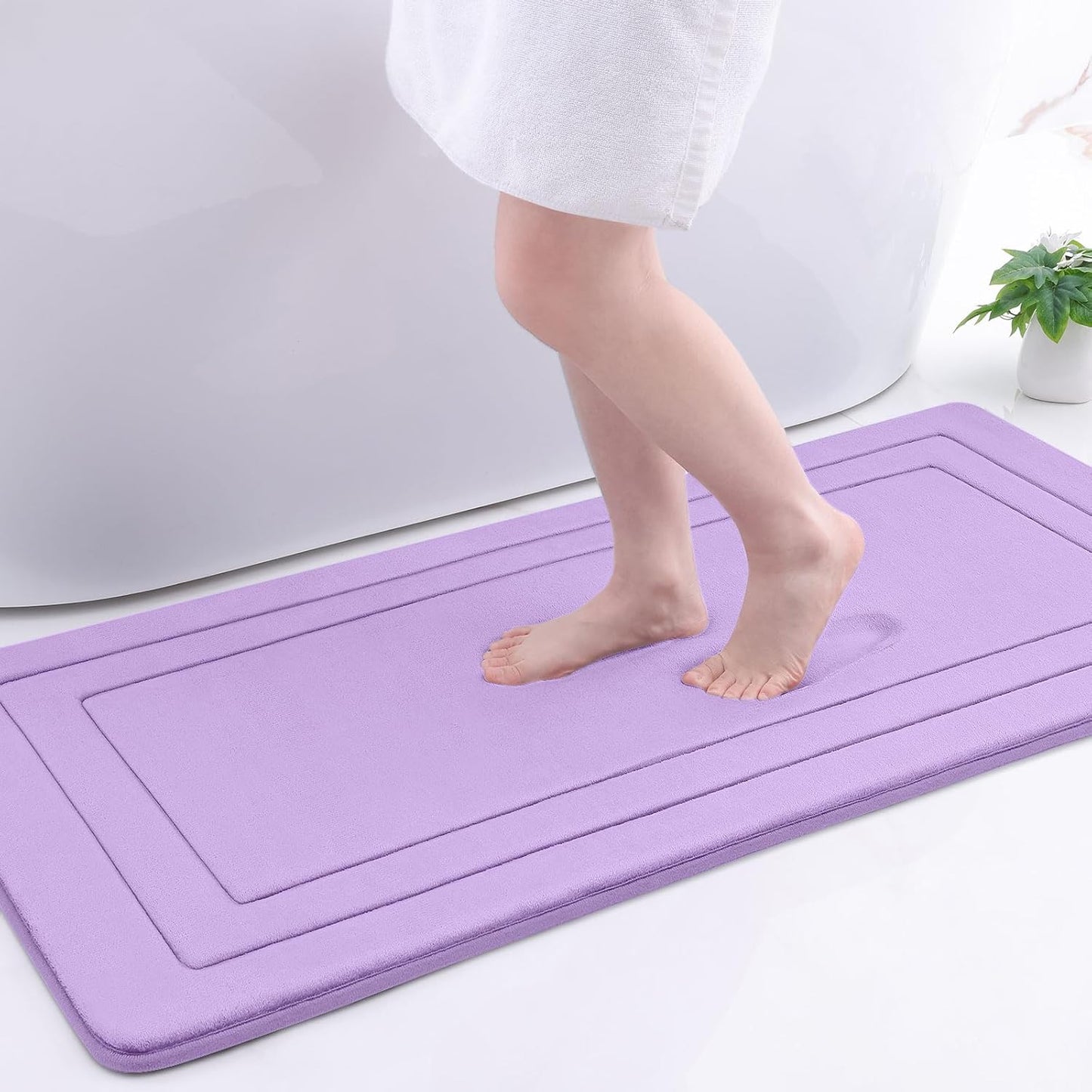 Arotive Memory Foam Bathroom Rug Mat 47x24, Ultra Soft and Absorbent Bath Mat, Machine Wash Dry, Comfortable Bath Rug Carpet for Bathroom Floor, Tub and Shower, Lavender