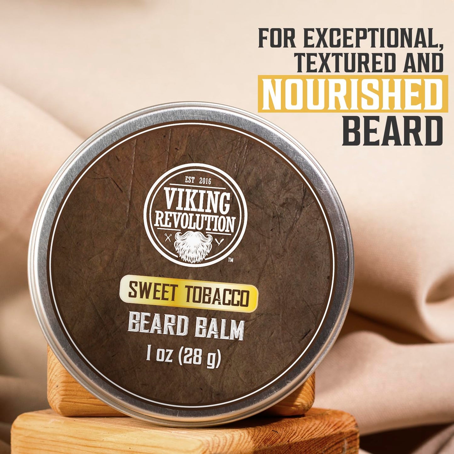 Viking Revolution 4 Beard Balm Variety Pack (1oz Each)- Spiced Vanilla, Sweet Tobacco, Majestic Oud, Citrus - Styles, Strengthens & Softens Beards & Mustaches - Leave in Conditioner Wax for Men