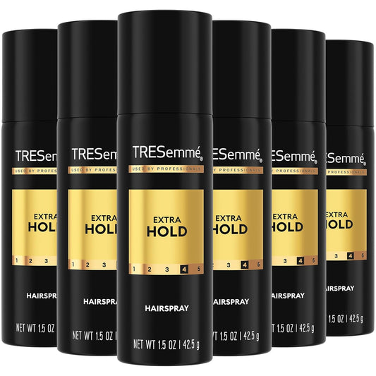 TRESemmé Travel Hairspray, Extra Hold, 6-Pack – Moisturizing Hair Spray, Anti-Humidity, Anti-Frizz Hair Products, 1.5 Oz Ea