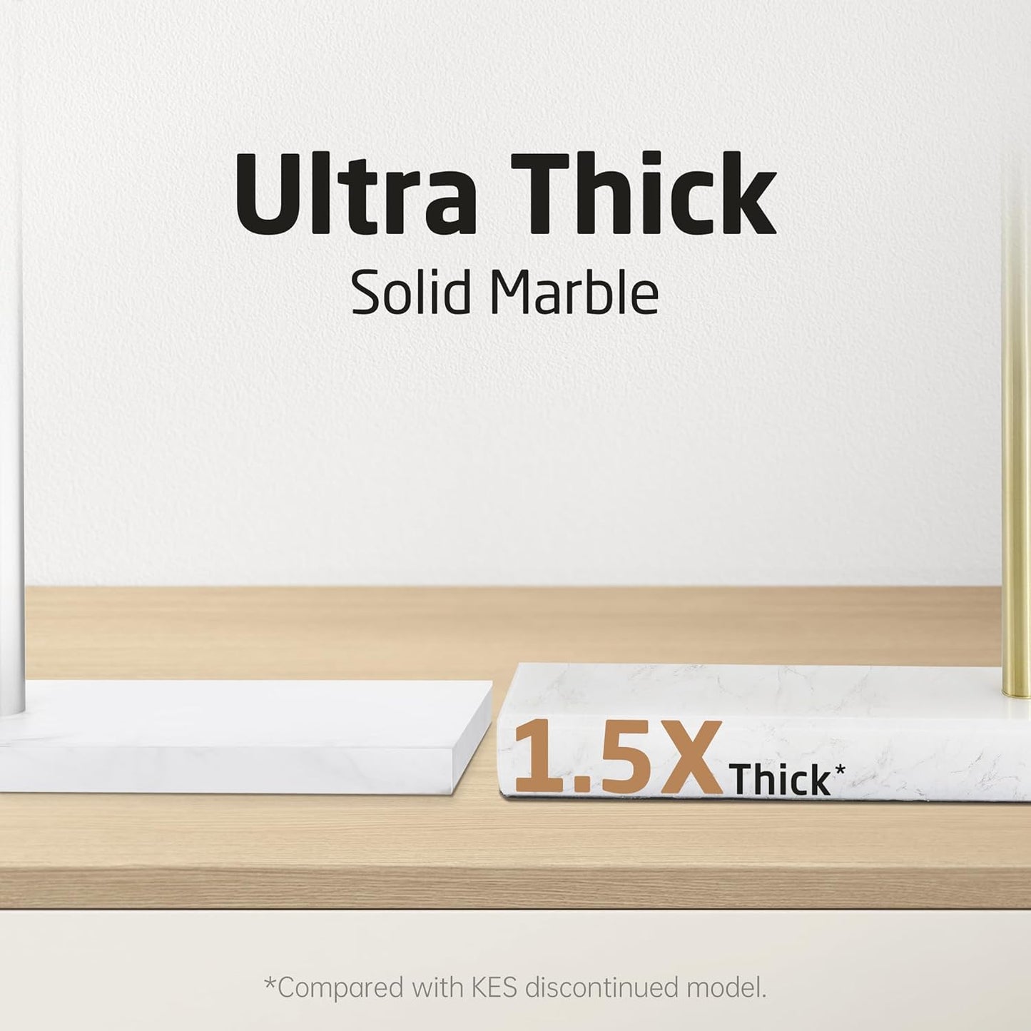 KES Gold Hand Towel Holder Stand for Bathroom, Countertop Towel Stand with Weighted Marble Base, 17.3" Standing Swivel Towel Rack Adjustable 2 Arms, 18/8 Stainless Steel, Brushed Gold, BTH233A-BZ