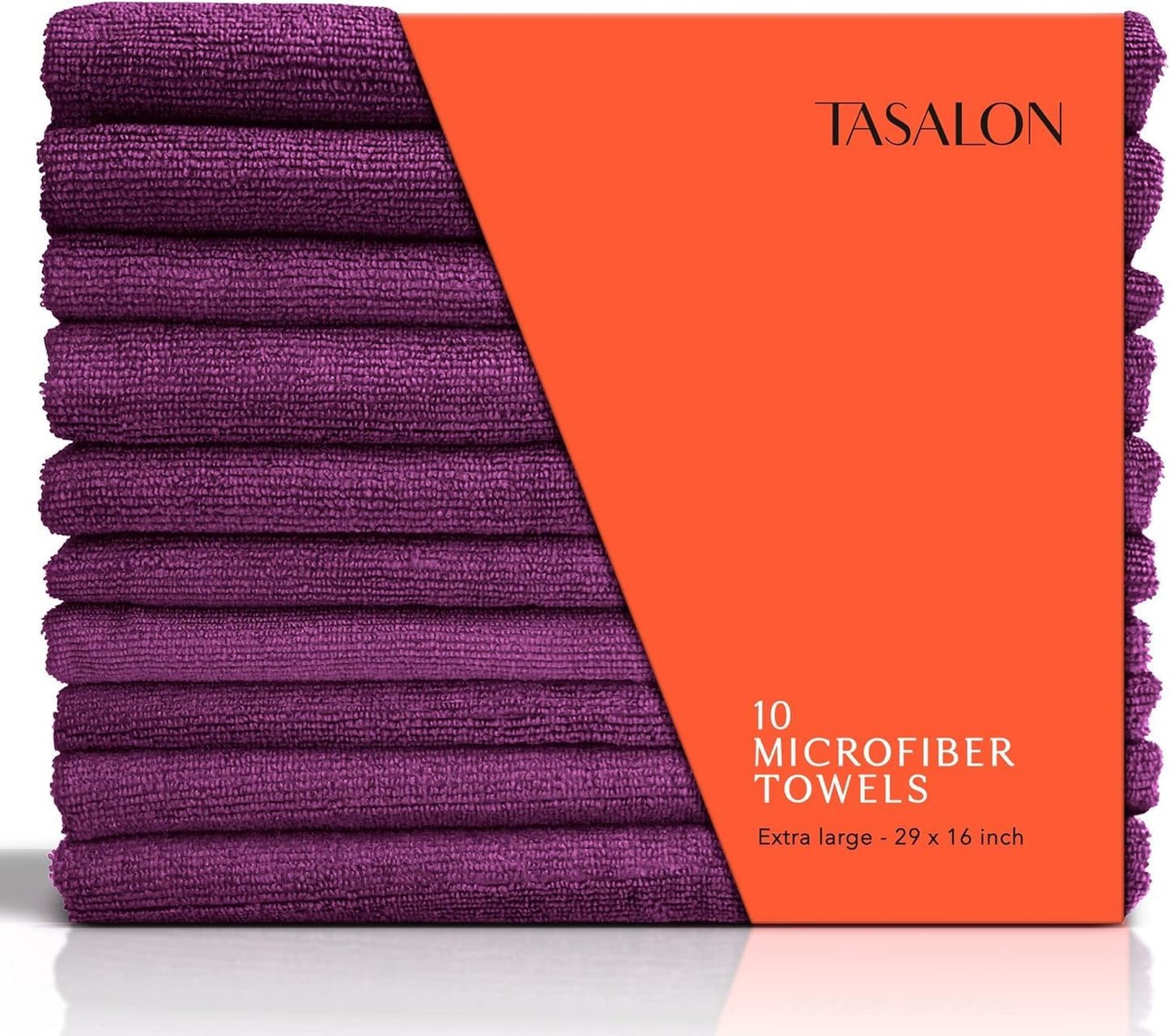 TASALON Microfiber Hair Towel for Salon - 10 Pack - 29 x 16 Inches, Quick Dry and Ultra-Soft Facial Towels with Soft Absorbant (Purple)