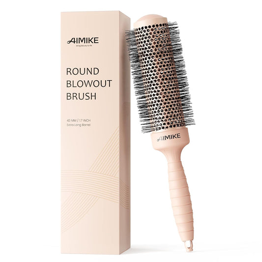 AIMIKE Round Brush for Blow Out, Extra Long Round Hair Brush w/Nano Thermal Ceramic & Ionic Tech, for Blow Drying & Styling, Curling and Shine - Barrel 1.7 inch
