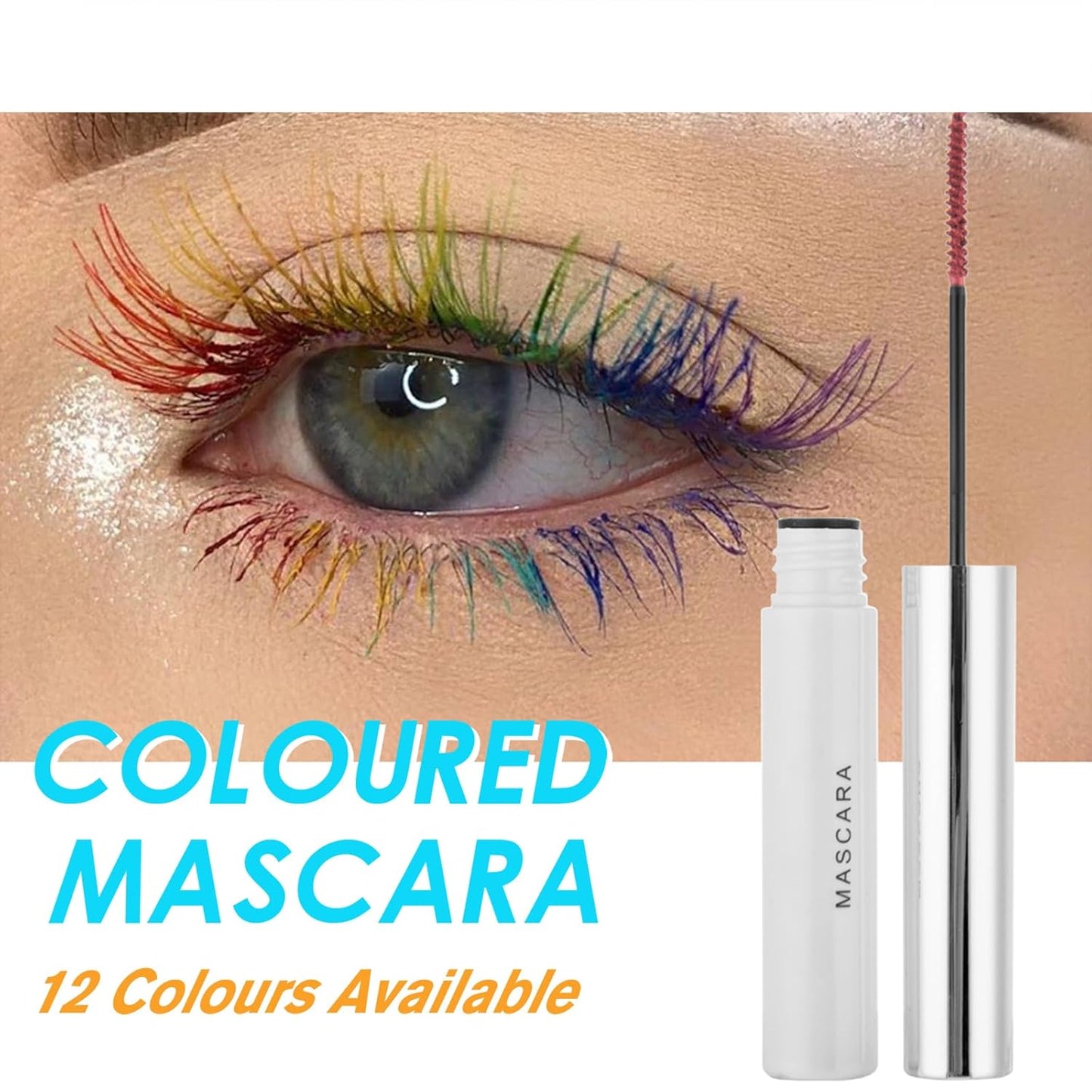 Waterproof Mascara for Eyes White Black Brown Purple Long-lasting colored Mascara Eye Makeup Fast-Dry (Green, 0.17 Fl Oz)