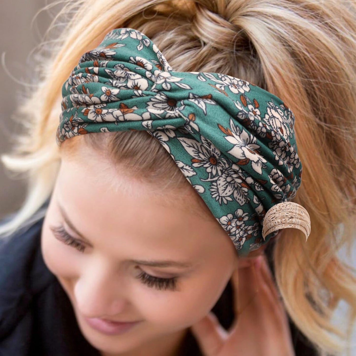 DRESHOW 4 Pack Turban Headbands for Women Wide Vintage Head Wraps Knotted Cute Hair Band Accessories