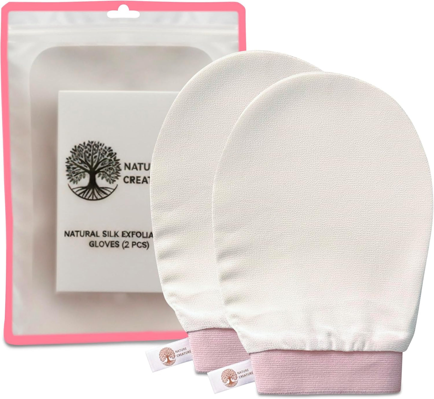 – Vegan Silk Exfoliating Glove (2pcs) for Face, Body, and Hands | Natural Body Scrubber for Dead Skin Removal | Exfoliating Mitt Eco-Friendly, Perfect for Spa, Bath, and Shower