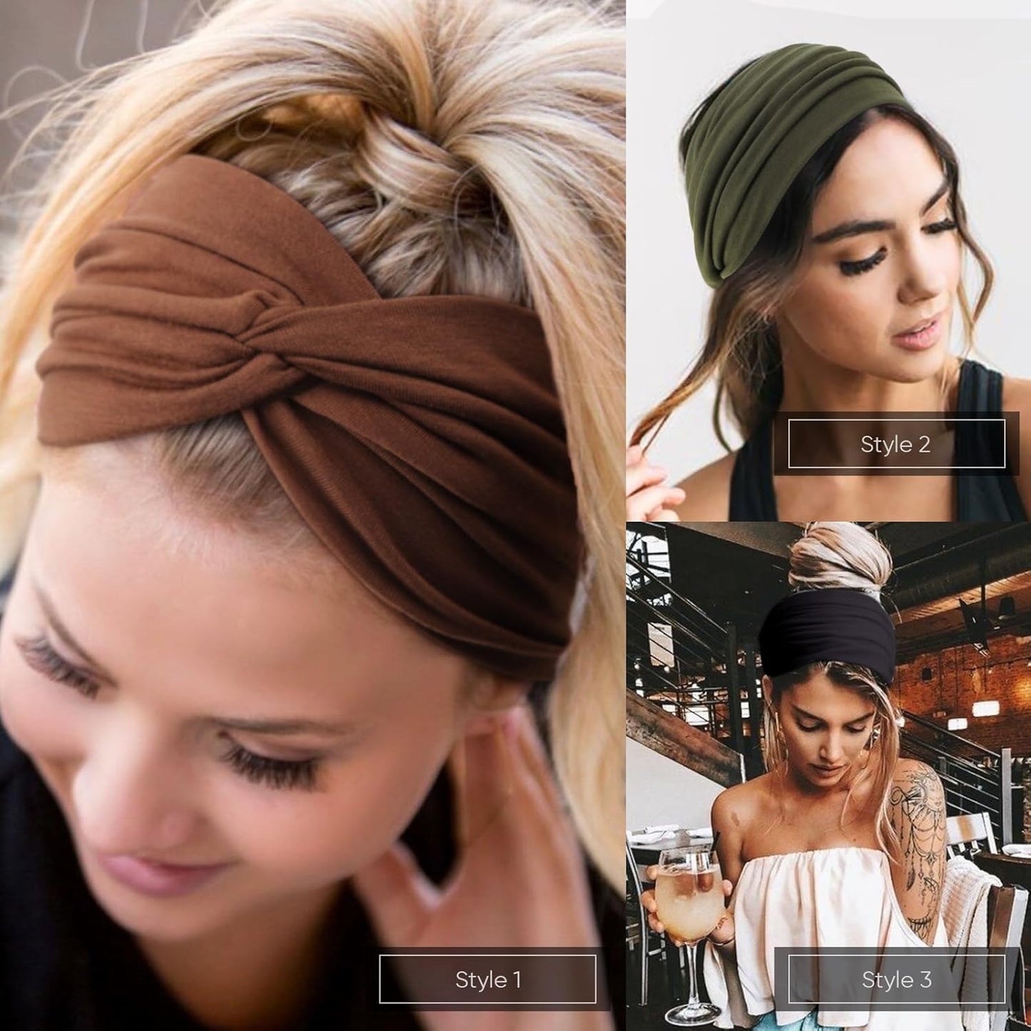 DRESHOW 4 Pack Turban Headbands for Women Wide Vintage Head Wraps Knotted Cute Hair Band Accessories