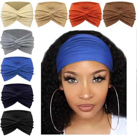 Extra Wide Headbands for Women Large Turban Headband Non Slip Boho Elastic Hairband Hair Twisted Knot Head Bands Accessories