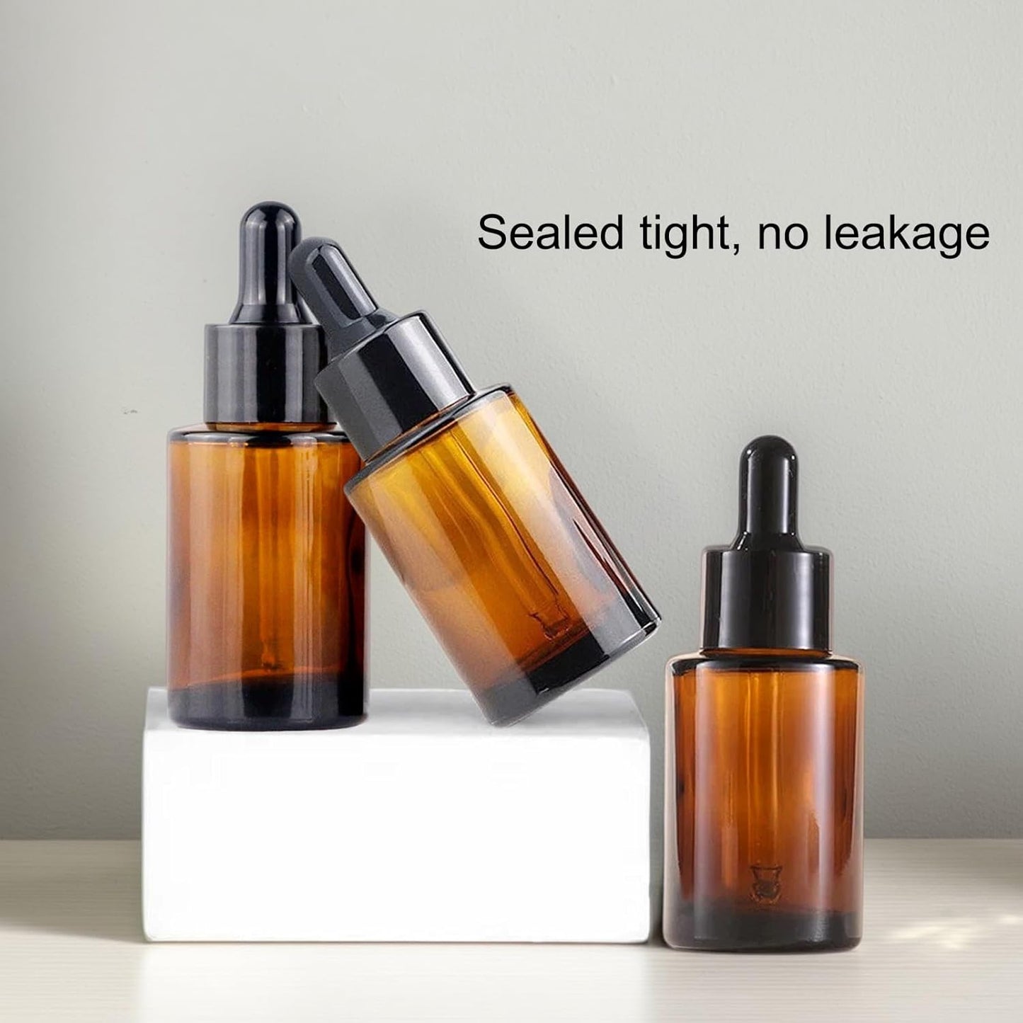 12 Pack 1 oz Amber Glass Dropper Bottle Essential Oils Bottle with Glass Eye Droppers,for Serum Essence Oil,Perfumes,Liquids (Amber, 1oz)