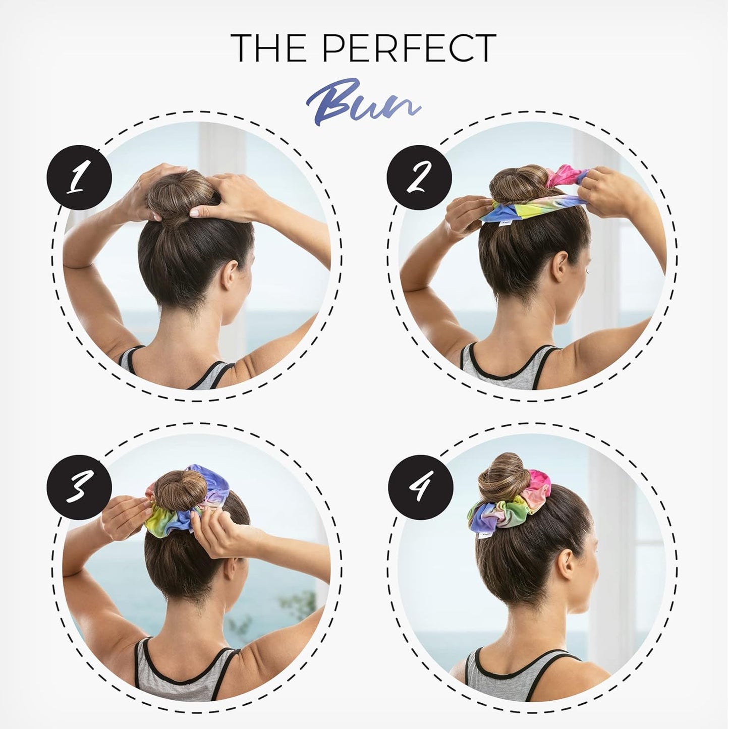 Microfiber Hair Drying Towel Scrunchies by The Perfect Haircare - Anti-Frizz & Silky Smooth - Ponytail/Bun Holder - Quick Drying & Absorbent - for Curly, Wavy, Long & Short Hair (Watercolor - 2pack)