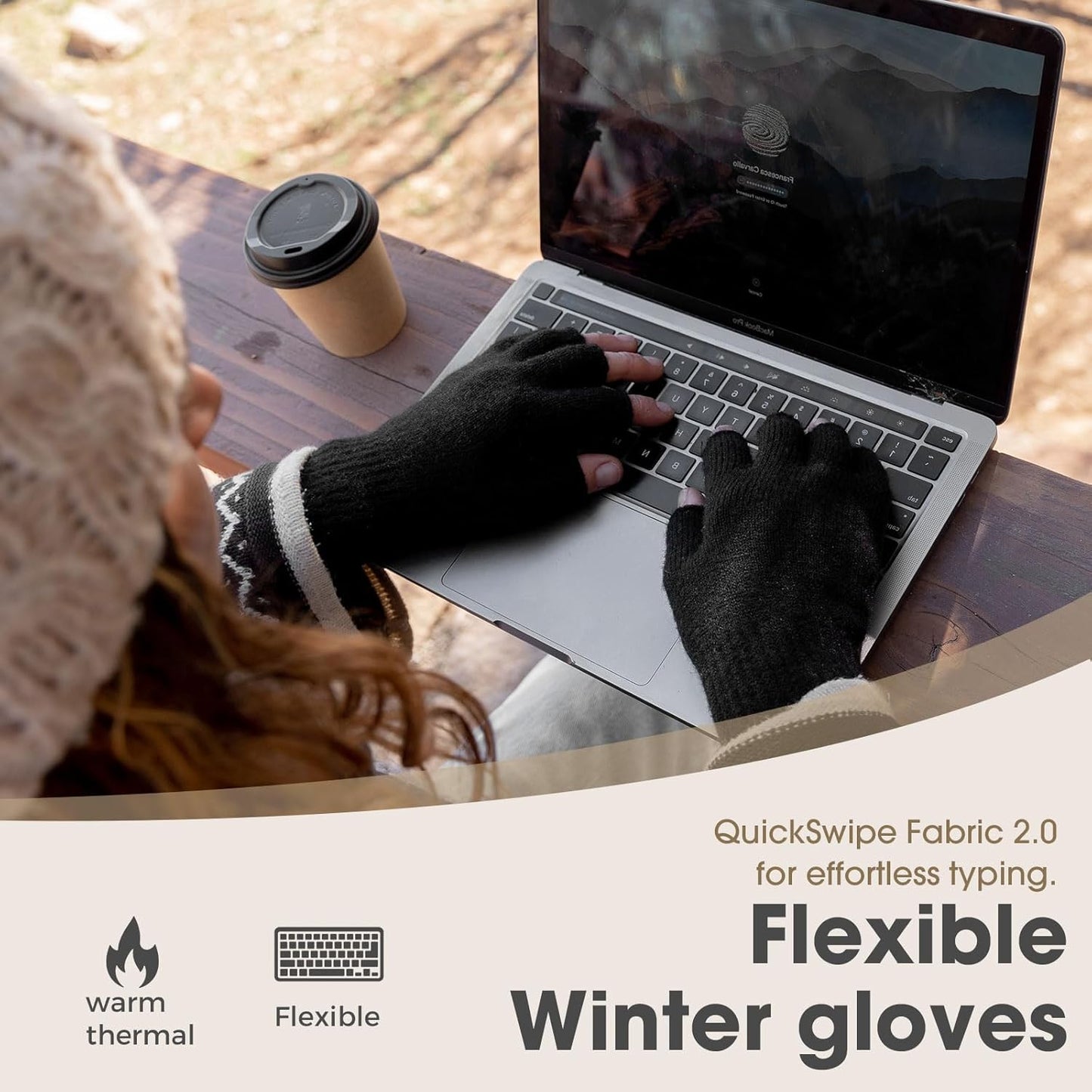 Rahhint Alpaca Wool Fingerless Gloves for Men Women Double-Layer Fleece Lined Winter Liner Warm Windproof Knitted