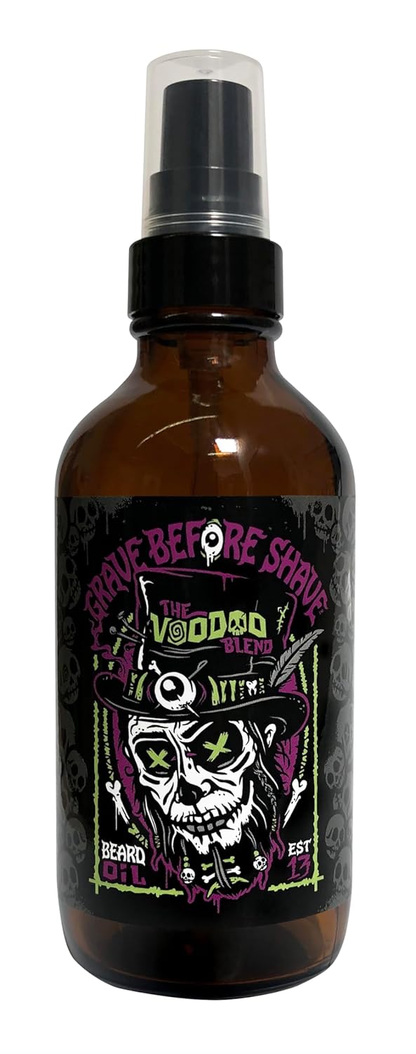 Grave Before Shave Voodoo Blend beard oil 4 oz bottle with pumptop dispenser