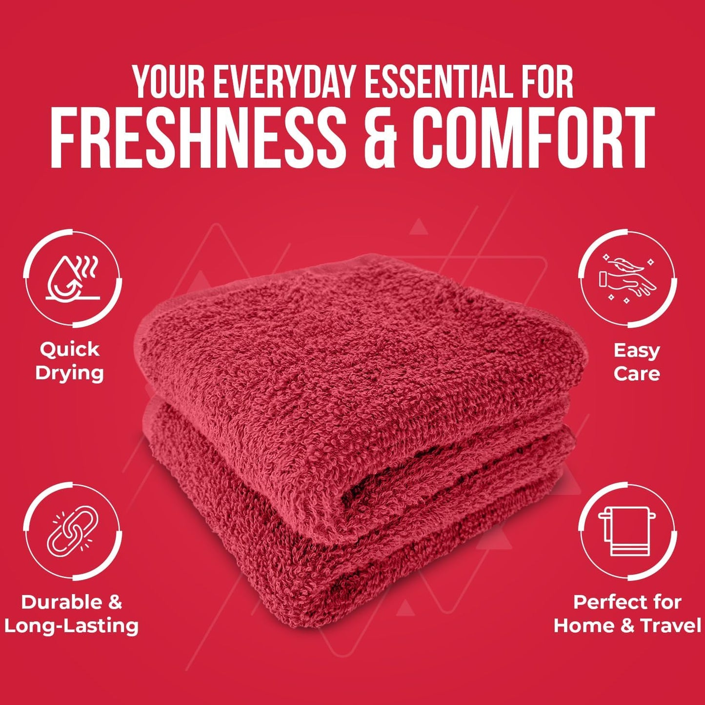 DAN RIVER 100% Cotton Wash Cloths 12 Pack [12x12] Soft & Absorbent Bath wash Cloths, Gym, Hotels & Spa Perfect for Everyday Use Fingertip Towels, Red