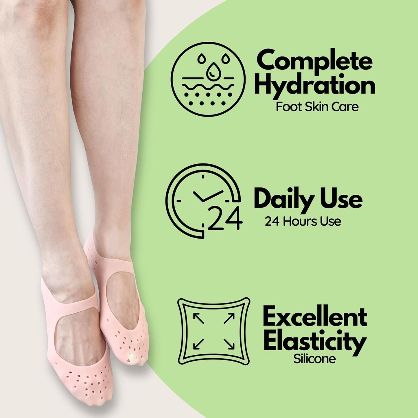 Moisturizing Gel Socks - Hydrating Spa Treatment for Soft, Smooth Feet, Ideal for Dry, Cracked Heels and Rough Skin (Medium, 3 Pairs)