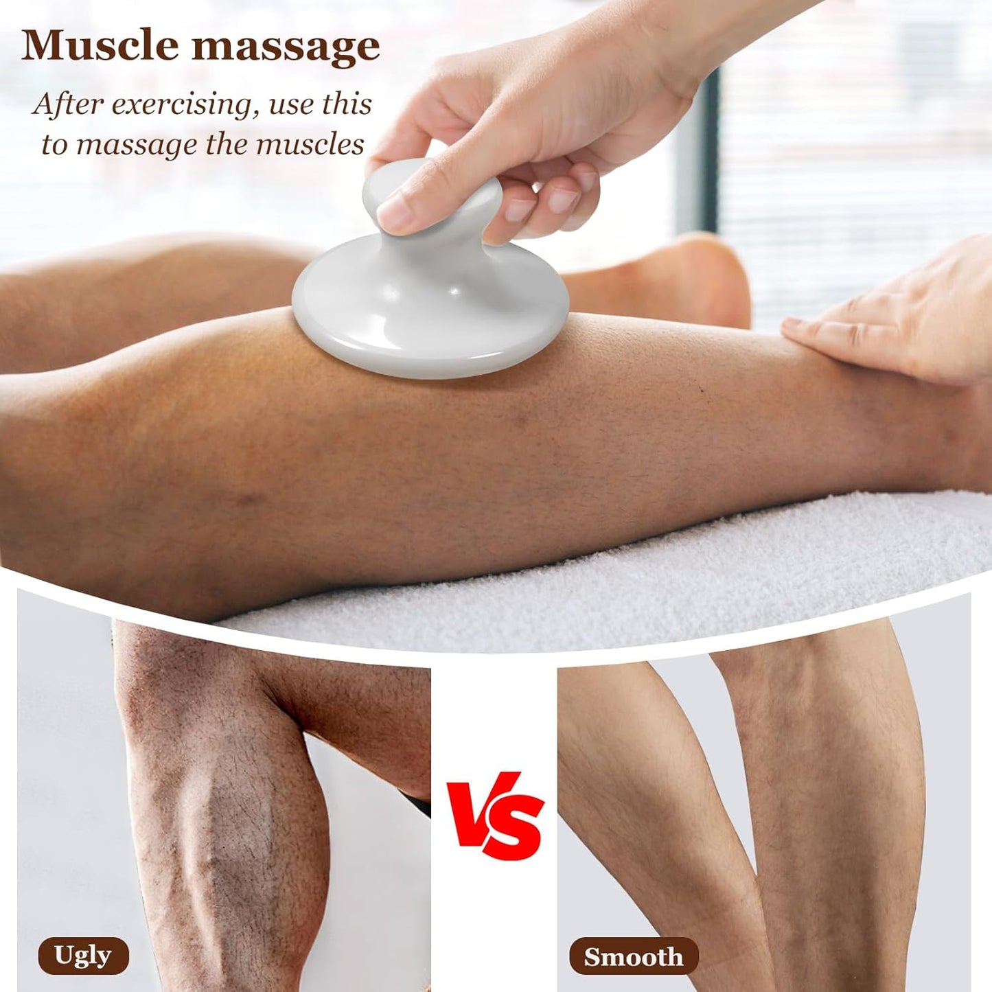 gemshan Guasha Massage Tool Mushroom Shape Natural Jade Stone for Body Face for Essential Massage Spa Massage Therapy